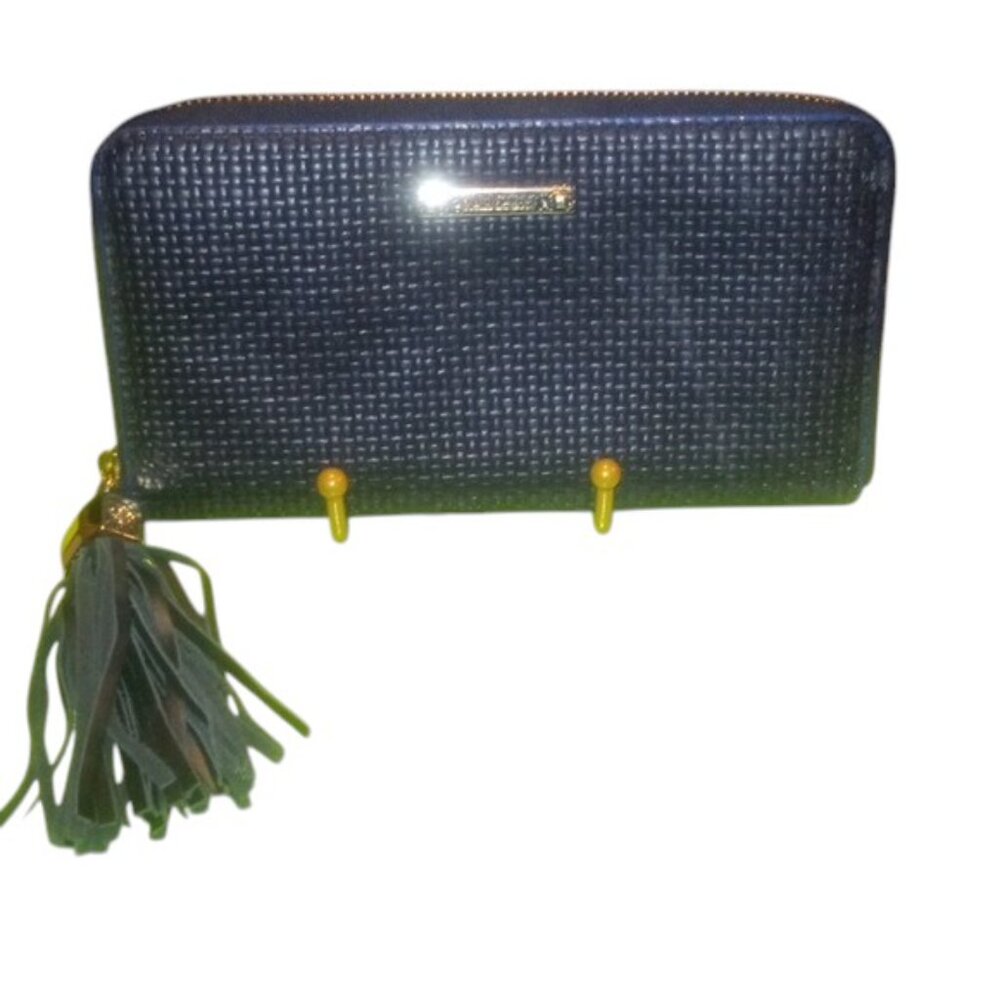 stella & dot Elegant Black Woven Clutch with Tassel EUC